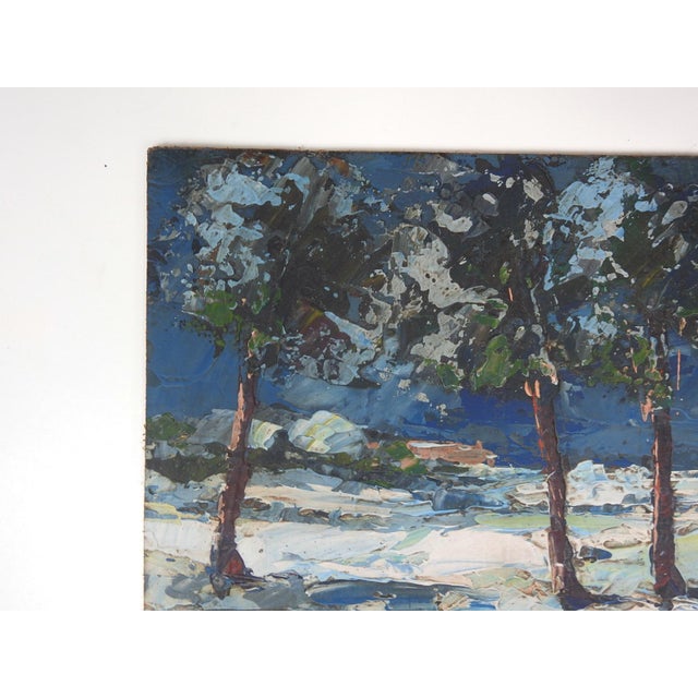 Mid 20th Century Impressionist Snowy Winter Landscape Painting For Sale - Image 4 of 7