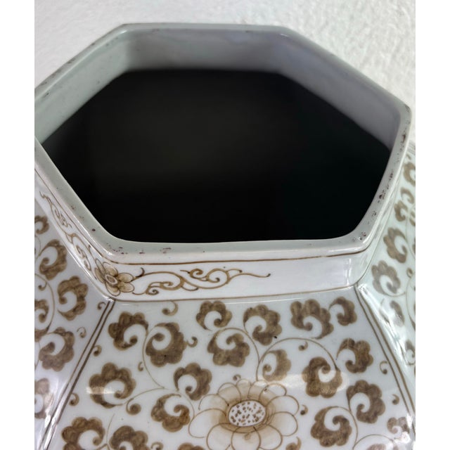 Large Hand Painted Pottery Jar With Bronze Lid by Maitland Smith For Sale - Image 11 of 12