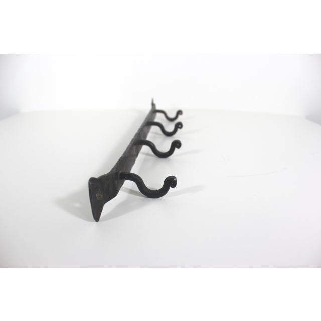 Black Vintage Forged Iron Wall Rack With Hooks For Sale - Image 8 of 11