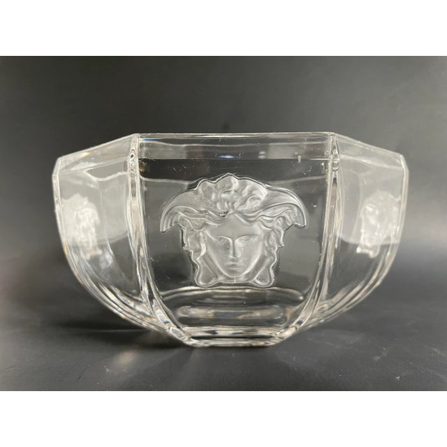 Glass Versace Rosenthal Medusa Lumiere Crystal Bowl For Sale - Image 7 of 12