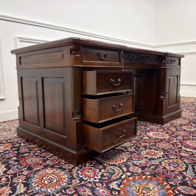English Desk and Desk Chairs, Set of 3 For Sale - Image 12 of 18