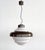 Gray Vintage Italian White Glass Pendant Light with Aluminum Ring, 1980s For Sale - Image 8 of 15