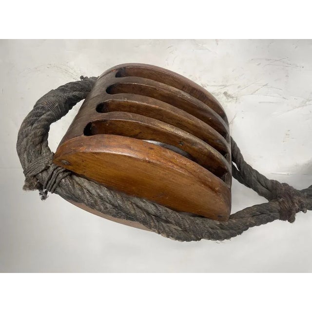 1930s Vintage Giant Pulley Block in Wood for Boat, 1930s For Sale - Image 5 of 13
