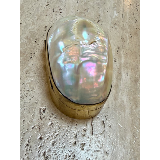1970s Large Decorative Mother-of-Pearl and Brass Lidded Box, 1970s For Sale - Image 5 of 11