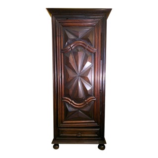 18th Century French Walnut Normandy “Bonnetiere” Single Door Armoire For Sale