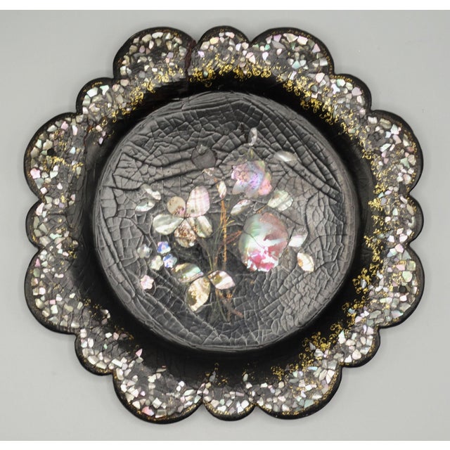 Antique English Papier Mache Tray Wine Coaster For Sale - Image 6 of 11