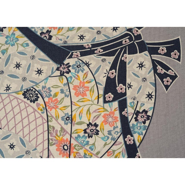 1970s Japanese Isao Homma Geisha Dance Fabric Art Wallhanging For Sale In San Francisco - Image 6 of 13