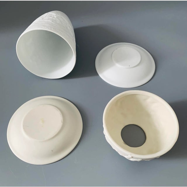 White Vintage Bisque Votive Candle Holders, Cherub & Winter Holidays Themes, Set of 2 For Sale - Image 8 of 11