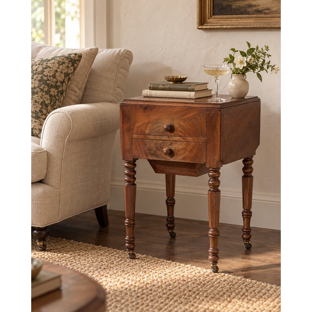 Antique French Mahogany Drop-Leaf Sewing / Work Table For Sale In Miami - Image 6 of 6