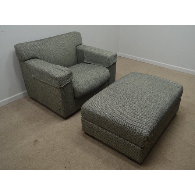 Upholstered Arm Chair by Polo Palph Lauren, It features a modern design and comes with ottoman.Ottoman: 16"H x 41"W x 29"D.