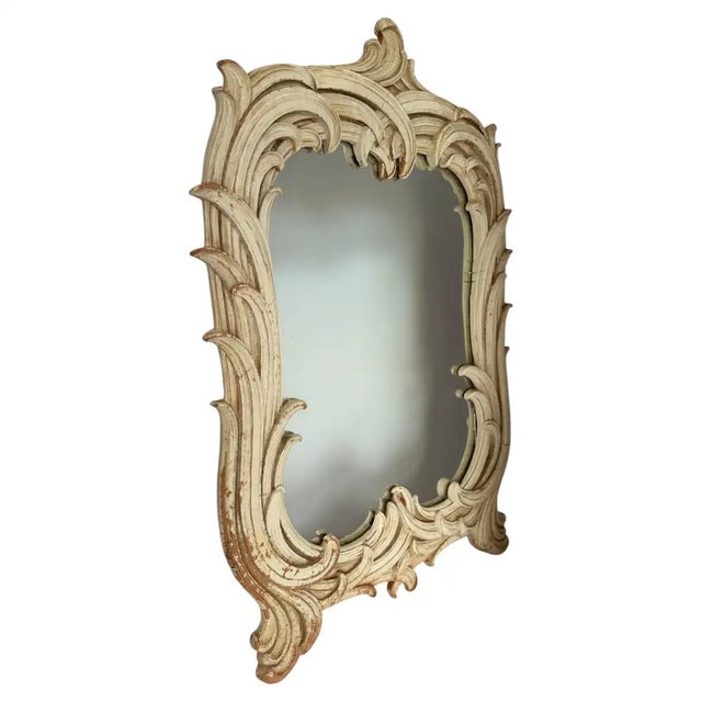 Hollywood Regency Serge Roche Style Palm Leaf Wall Mirror, Sculptural Foliate For Sale In Philadelphia - Image 6 of 11