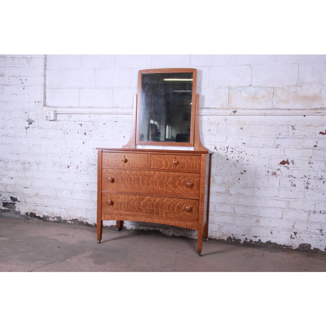 Antique Tiger Oak Dresser With Swing Mirror, Circa 1900 Chairish