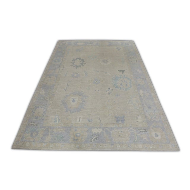 Blue & Beige Handwoven Turkish Oushak Rug 10'3" X 14'4" For Sale In Houston - Image 6 of 7