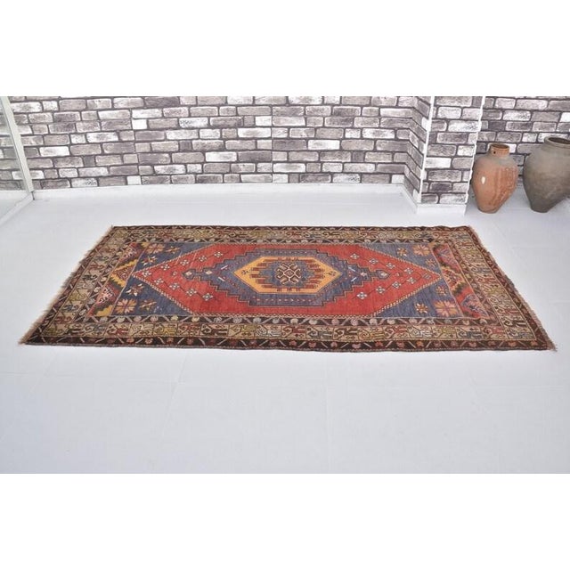 1960s Handmade wool and cotton rug in Turkish Anatolian Small Rug, Vintage Doormat Rug, Turkish Decorative Rug, Handmade...