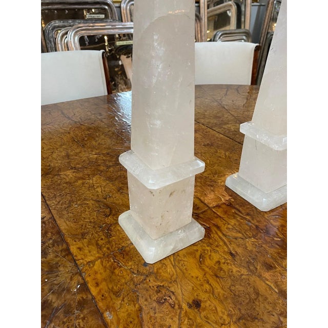 Brazilian Polished Rock Crystal Obelisks - A Pair For Sale - Image 4 of 12