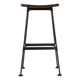 Arthur Wooden Seat Bar Stool - Dark Wood / Matte Black For Sale