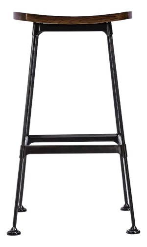 Arthur Wooden Seat Bar Stool - Dark Wood / Matte Black