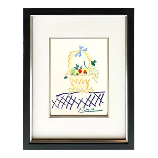 Picasso Lithograph 63 Floral Watch 1968 Framed For Sale