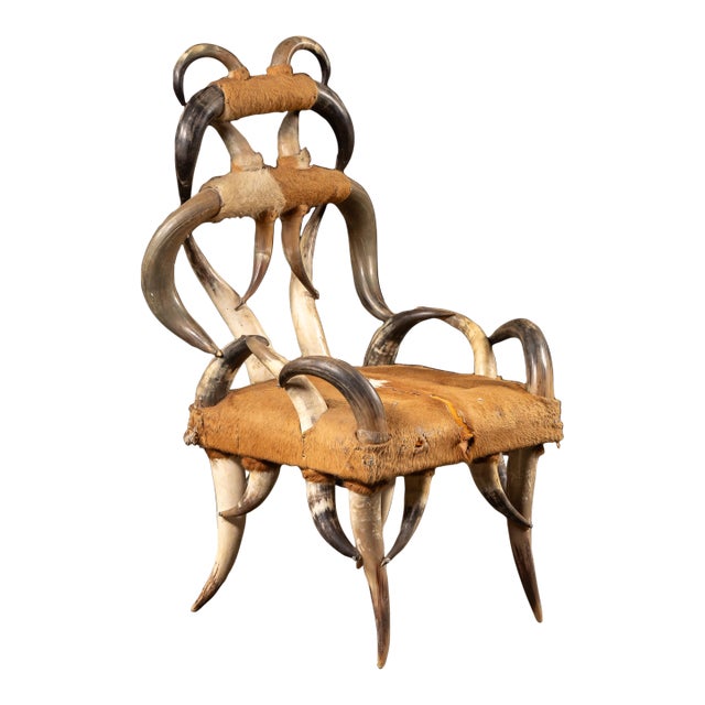 Mid 20th Century Monumental Longhorn Horn Throne Chair For Sale