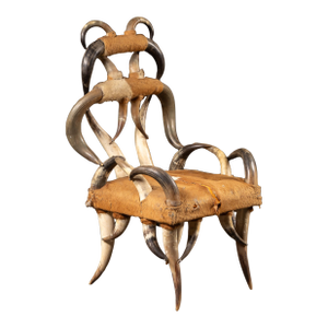 Mid 20th Century Monumental Longhorn Horn Throne Chair