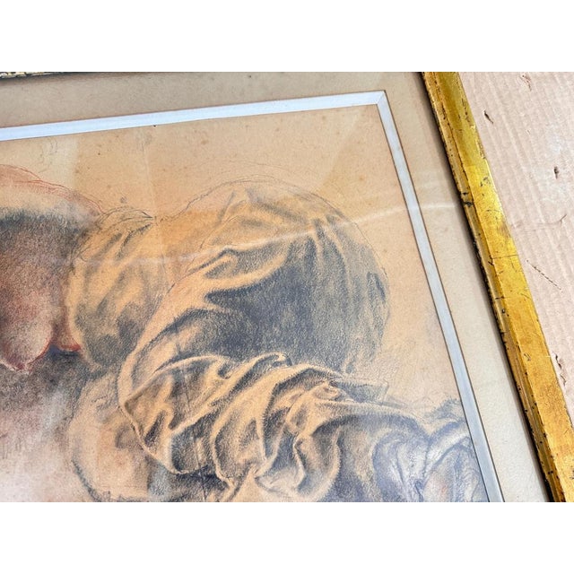 French Artist, Woman on a Bed, 19th Century, Drawing on Paper, Framed For Sale - Image 12 of 14