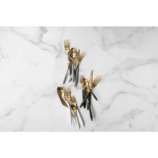 Italian VIETRI Ares Oro & Light Gray Twenty-Piece Flatware Set, Service for Four For Sale - Image 3 of 7