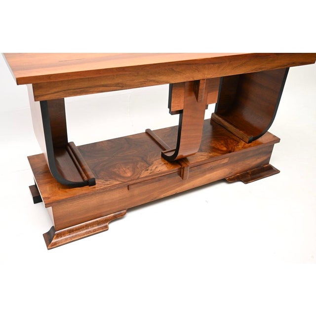 Brown Art Deco Figured Walnut Console Table, 1930 For Sale - Image 8 of 11
