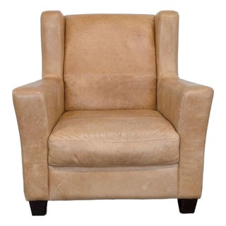 West Elm Tan Leather Lounge Chair – Modern Comfort & Style For Sale