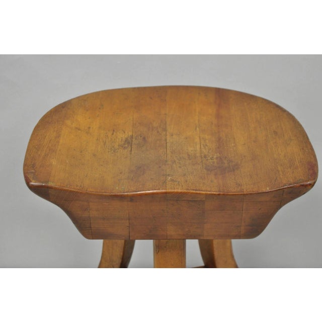 Vintage Mid Century Modern Mahogany Adolf Loos Theban Style Tripod Saddle Stool For Sale - Image 4 of 17