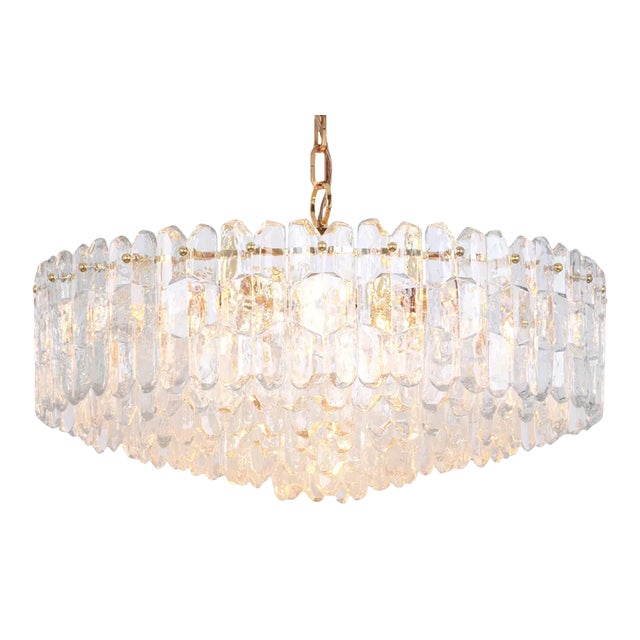 Large Gilt Brass Glass Chandelier Palazzo from Kalmar, Austria, 1970s For Sale