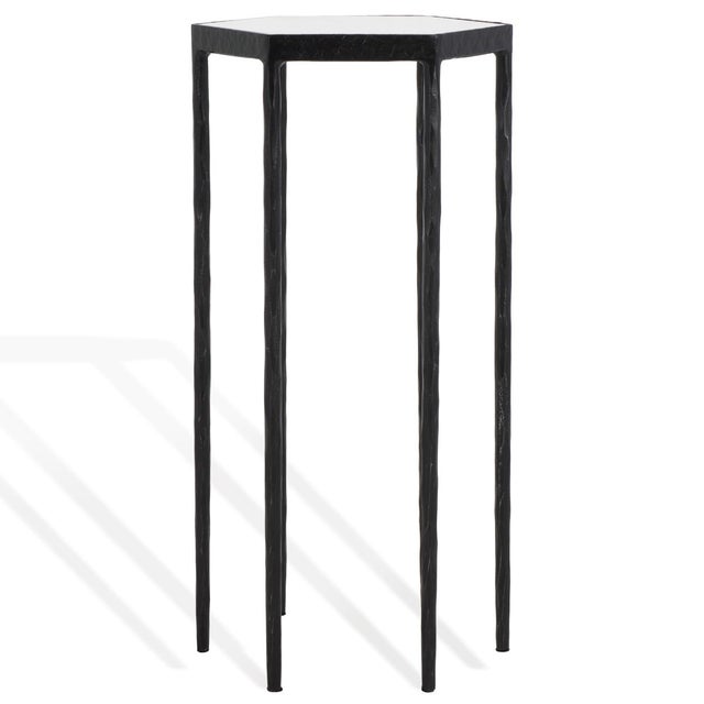 Black Galvin Marble Top Drink Table in Black with White Marble Top For Sale - Image 8 of 8
