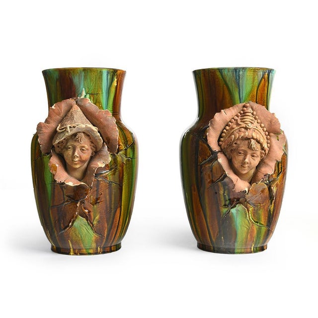 Ceramic and Sculpted Clay Vases, Set of 2 For Sale - Image 7 of 7
