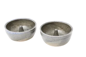 Mid-Century Modern Handmade Studio Pottery Ring Holder - Set of 2