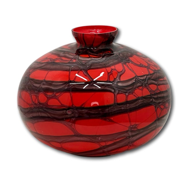 Unusual Large Size Antique Art Deco Czechoslovakian Hand Blown Art Glass Vase by Kralik - Circa 1920s For Sale In Boston - Image 6 of 18