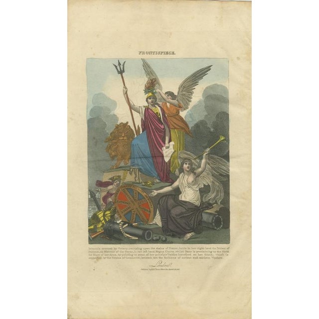 Hollywood Regency Richard Evans, Nude, Britannia Crowned by Victory with Fame and the British Lion, 1816, Engraving For Sale - Image 3 of 8
