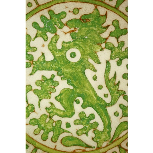 Green Large Vintage Italian Ceramic Majolica Plate by Domenico Matteucci & Wanda Berasi, 1972 For Sale - Image 8 of 18