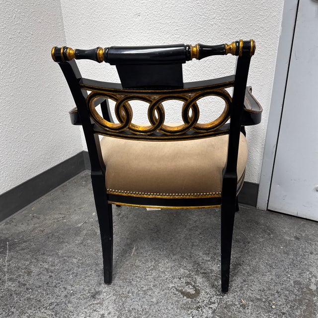 Black Maitland-Smith Regency Arm Chair For Sale - Image 8 of 12