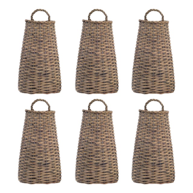 Woven Willow Wall Basket (Set of 6) For Sale