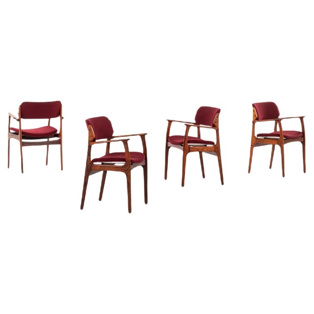 Danish Rosewood Model OD 50 Armchairs by Erik Buch for Odense Maskinsnedkeri, 1957, Set of 4 For Sale