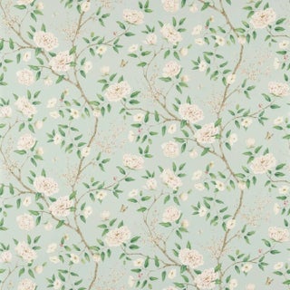 Zoffany Romey's Garden Wallpaper in Sea Green For Sale