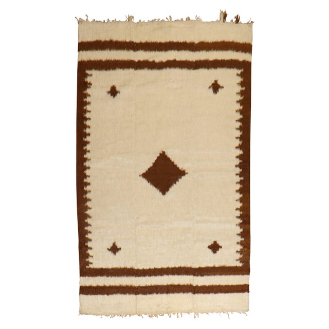 Early 21st Century Ivory Brown Mohair Rug - 4'8" x 6'9" For Sale - Image 15 of 18