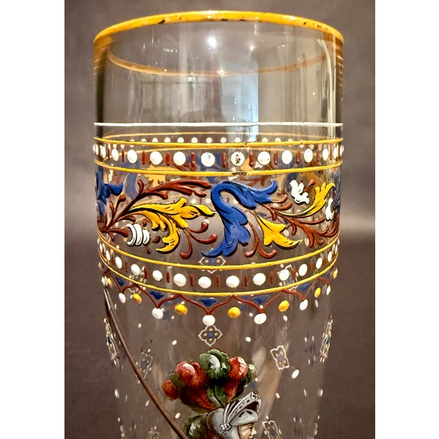 Late 19th Century Late 19th Century J. & L. Lobmeyr Polychrome Enamel-Painted Glass Pokal With Armored Knight For Sale - Image 5 of 11