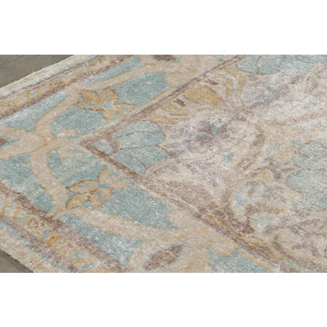Rug & Kilim’s Oushak Style Rug in Blue and Beige-Brown With Floral Patterns For Sale In New York - Image 6 of 8