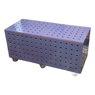 Purple Peg Board Storage Table on Casters For Sale