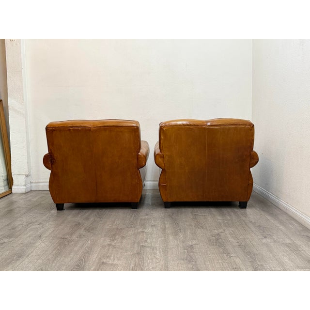 Brown Pair of Leather Chairs For Sale - Image 8 of 11