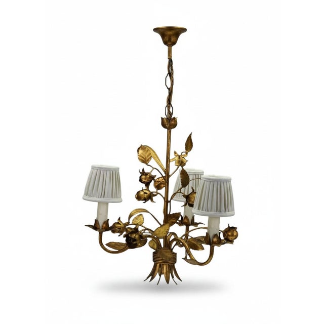 Hans Kögl Hollywood Regency Gilt Rose & Wheat Five-Arm Chandelier, 1970s For Sale - Image 15 of 15