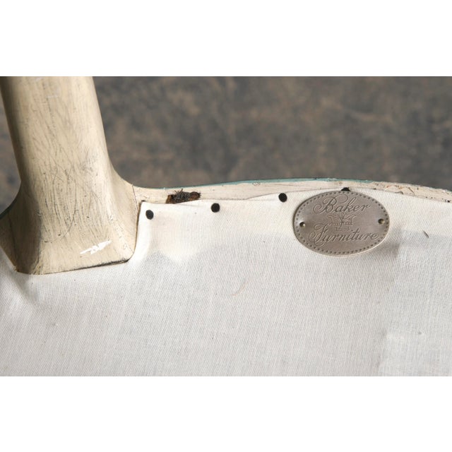 Baker Furniture French Provincial Louis XV Style Painted Dining Chairs W/ Mint Velvet - Set of 6 For Sale - Image 10 of 11