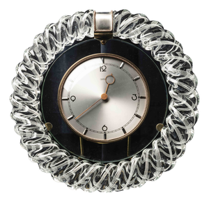 Murano Glass Mantel Clock by Ercole Barovier for Barovier & Toso, Italy, 1950s