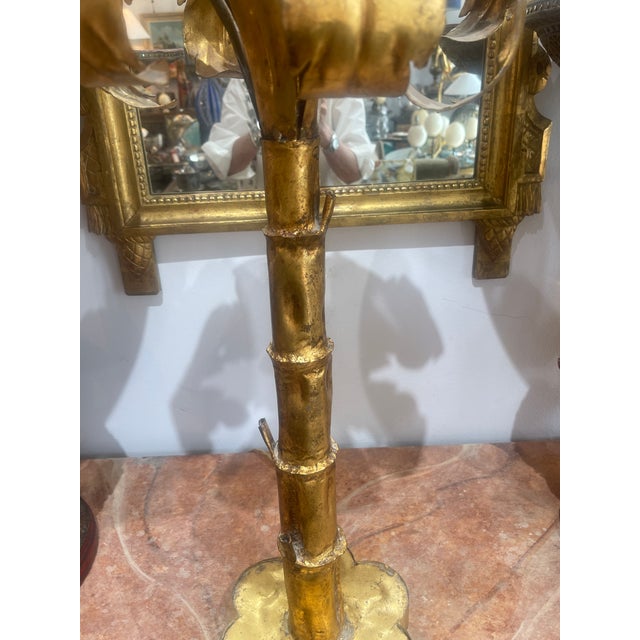 Palm Frond Lamp Gilt-Metal Attributed to Maison Jansen For Sale In West Palm - Image 6 of 13