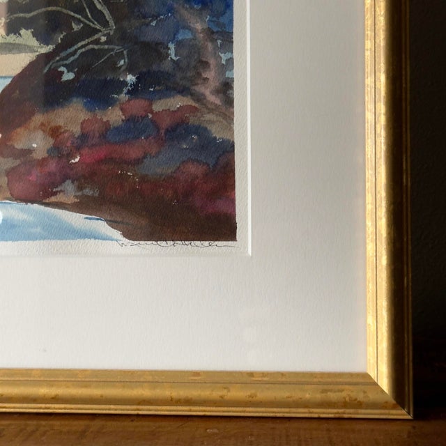 Impressionist Framed Original Landscape Watercolor Painting For Sale - Image 3 of 6